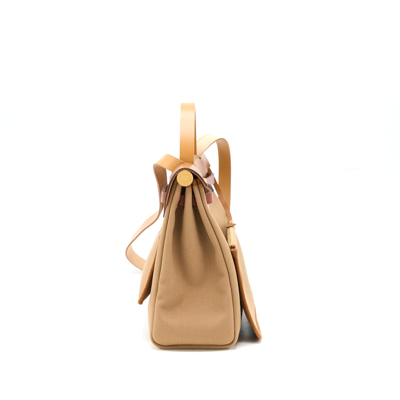 Hermes Herbag 31 Zip Bag Canvas/ Hunter Chai/ Natu Sable/Fauve/Cuivre GHW Stamp U