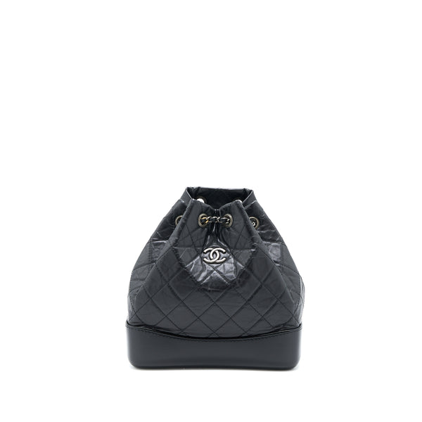 Chanel Small Gabrielle Backpack Aged Calfskin Black Multicolour Hardware
