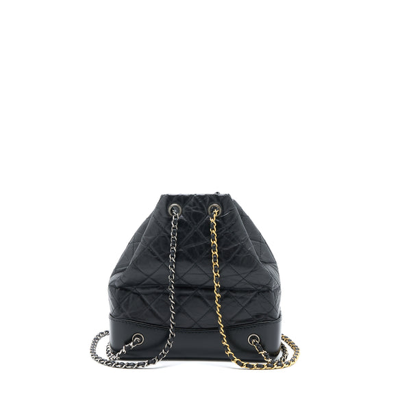 Chanel Small Gabrielle Backpack Aged Calfskin Black Multicolour Hardware