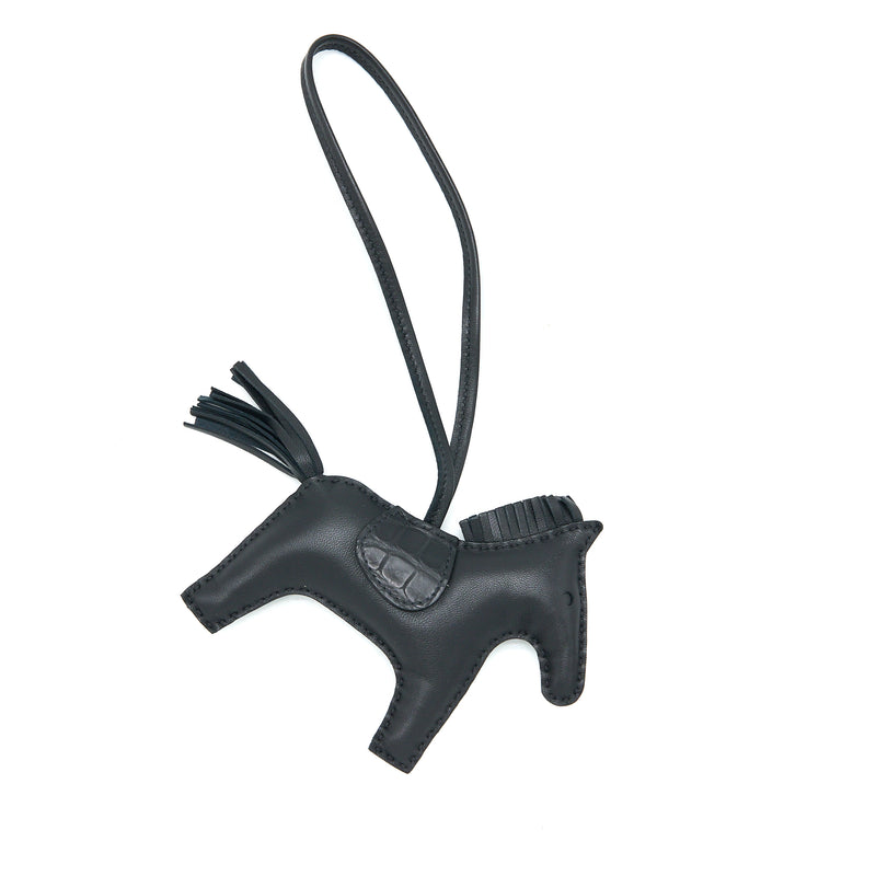 Hermes Rodeo MM Bag Charm So Black Alligator Touch Stamp Y
