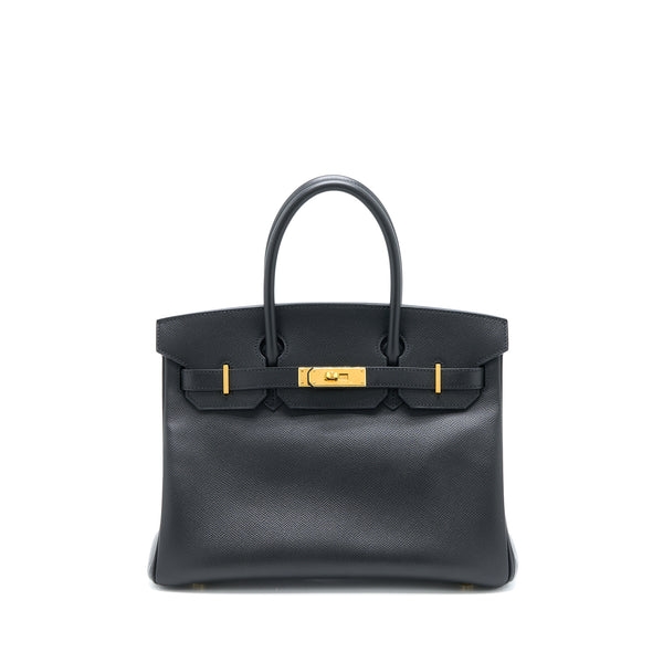 Hermes Birkin 30 Epsom Black GWH Stamp Square N