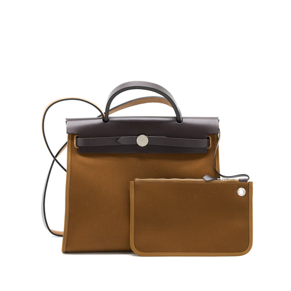 Hermes Herbag 31 Zip Bag Canvas/Hunter Alezan/Ebene SHW Stamp D