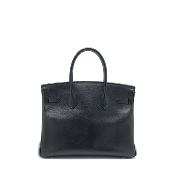 Hermes Birkin 30 Epsom Black GWH Stamp Square N