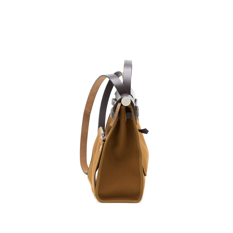 Hermes Herbag 31 Zip Bag Canvas/Hunter Alezan/Ebene SHW Stamp D