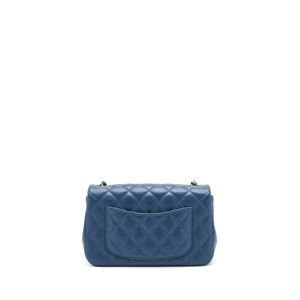 Chanel Mini Rectangular Flap Bag Lambskin Navy Blue SHW