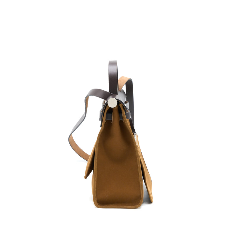 Hermes Herbag 31 Zip Bag Canvas/Hunter Alezan/Ebene SHW Stamp D