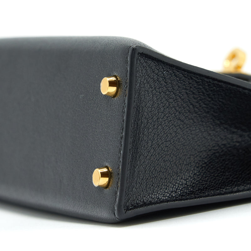 Hermes Mini Kelly 20cm Chèvre Chamkila Black GHW Stamp Y