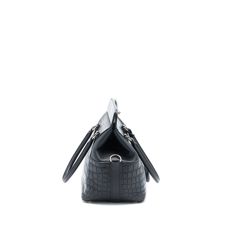 Hermes Toolbox 20 Mat Crocodile/Swift Black SHW Stamp Square R