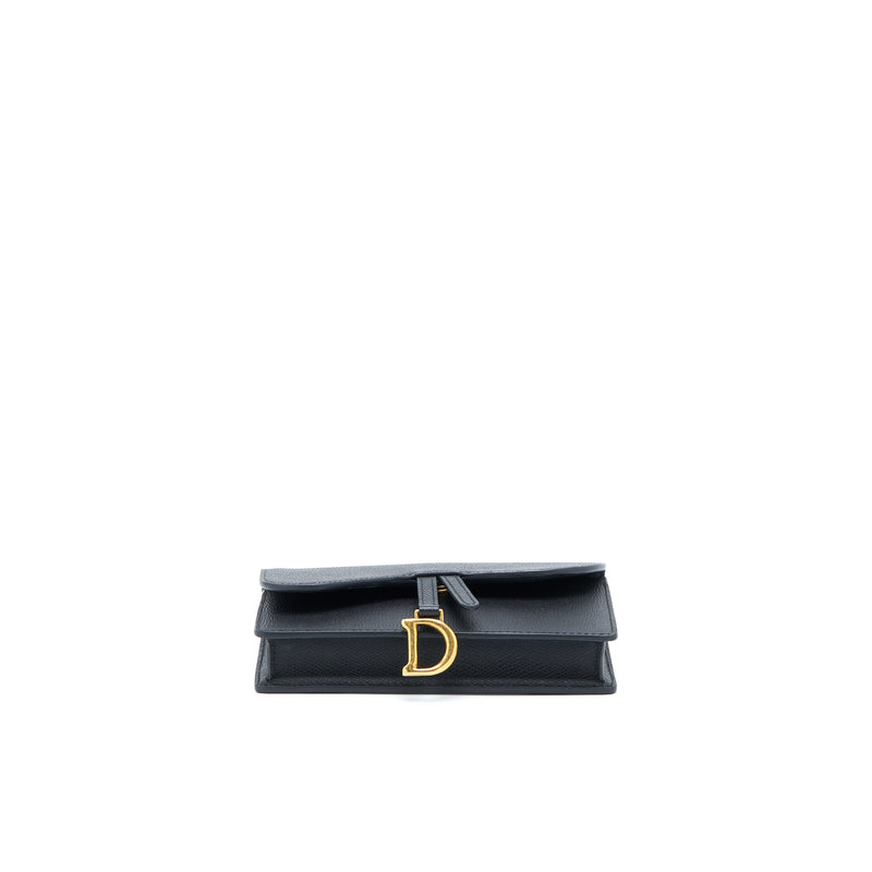 Dior Saddle Belt Pouch Grained Calfskin Black GHW