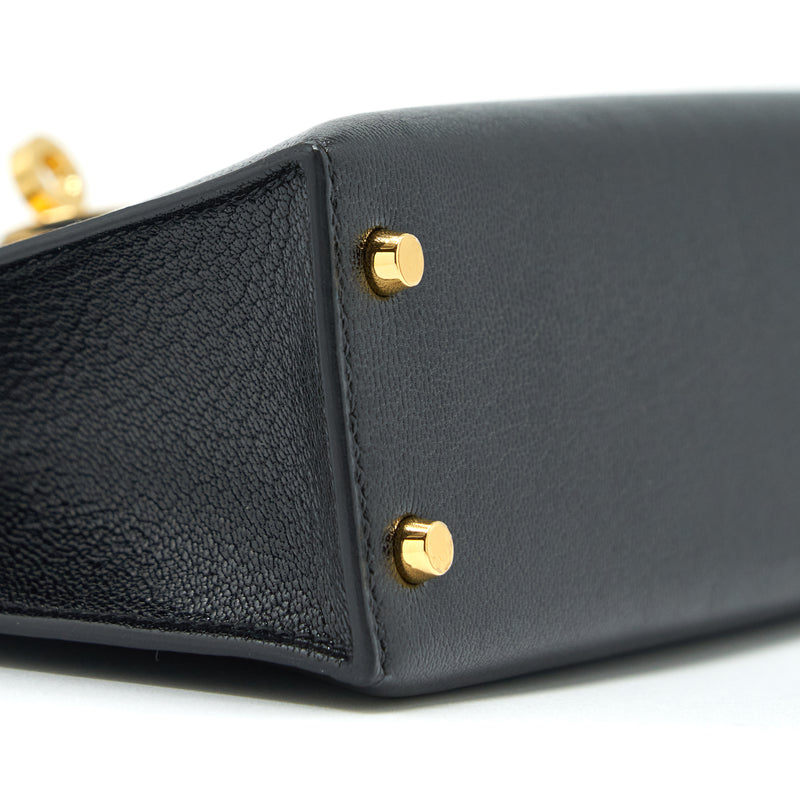 Hermes Mini Kelly 20cm Chèvre Chamkila Black GHW Stamp Y
