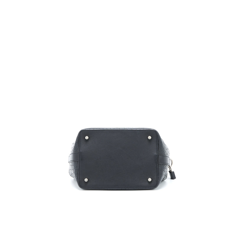 Hermes Toolbox 20 Mat Crocodile/Swift Black SHW Stamp Square R