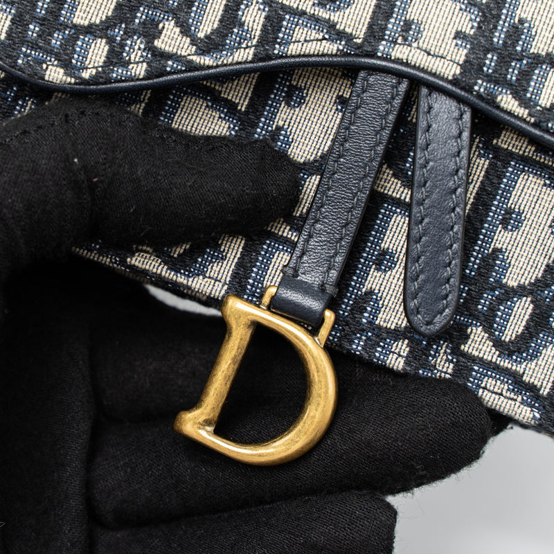 Saddle Belt Pouch Blue Dior Oblique Jacquard