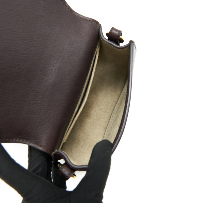 CHLOE Small Nile Bracelet Leather Crossbody Bag Dark Brown