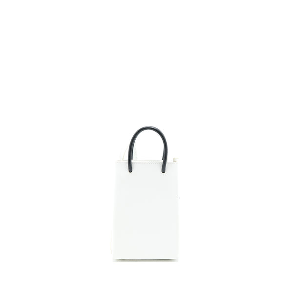 Balenciaga Mini Shopping Phone Pouch Calfskin White/Multicolour SHW