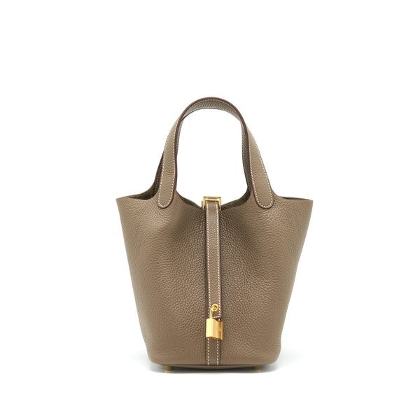 Hermes Picotin 18 Clemence Etoupe GHW Stamp Z