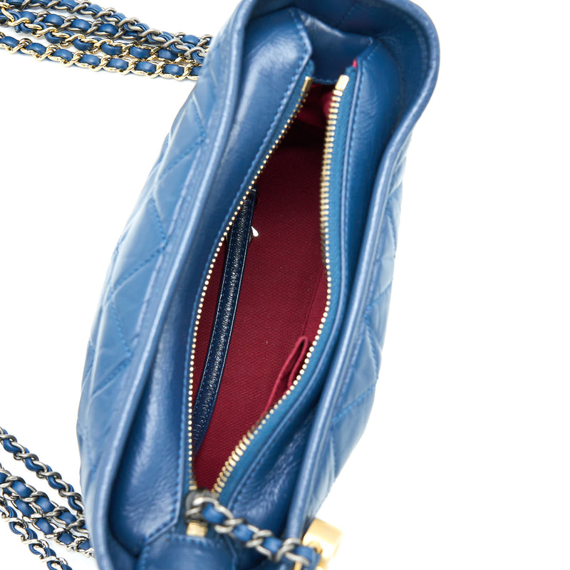Chanel Small Gabrielle Hobo Bag Blue Multicolour Hardware