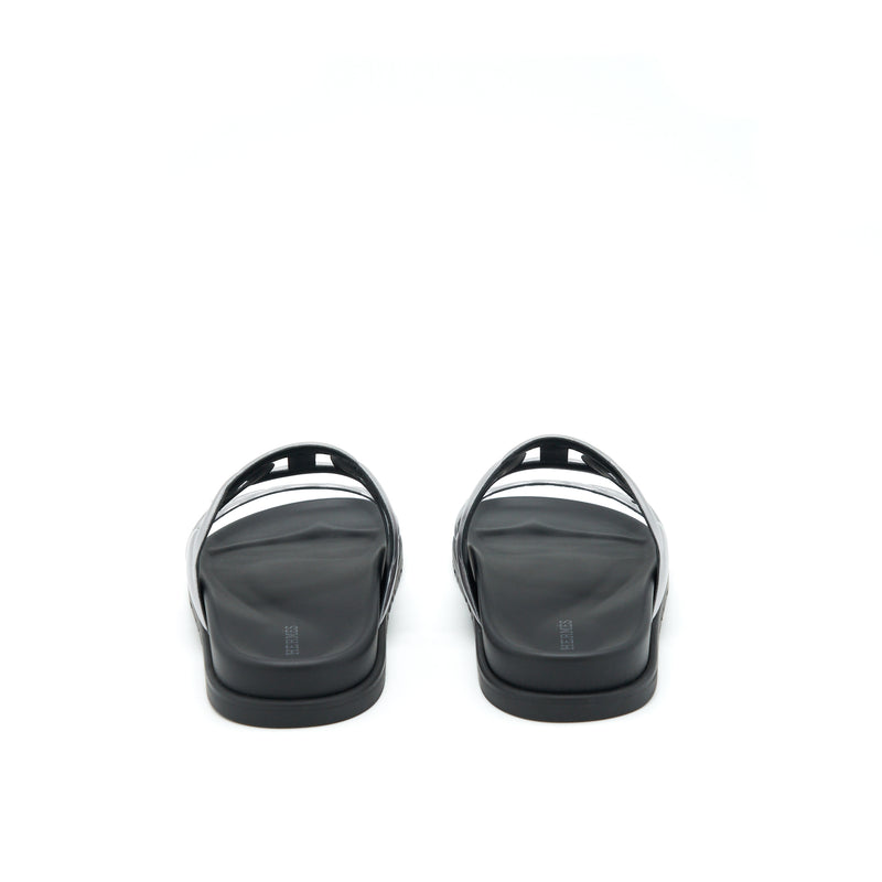 Hermes Size 38 Sandals Extra Silver/Black