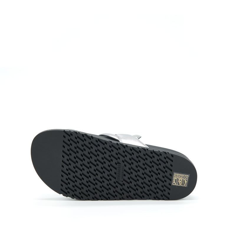 Hermes Size 38 Sandals Extra Silver/Black