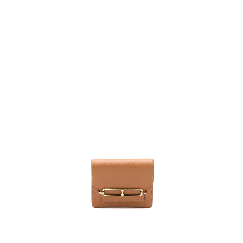 Hermes Roulis Slim Evercolor Gold/Vert Fizz LGHW Stamp U