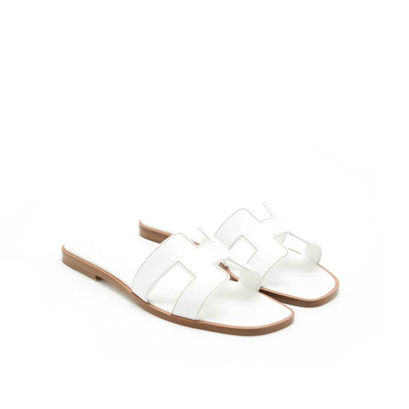 Hermes Size 37 Oran Sandal Box Blanc