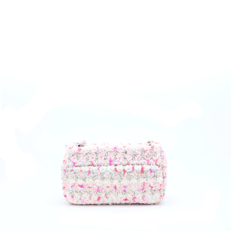 Chanel Seasonal Mini Rectangular Flap Bag Tweed Pink/Multicolour SHW