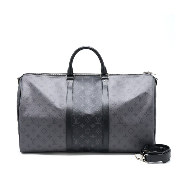 Louis Vuitton Keepall Bandouliere 50 Monogram Eclipse Canvas Black/Grey Black Hardware (New Version)