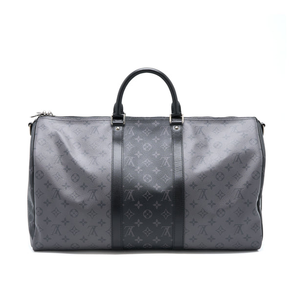 Louis Vuitton Keepall Bandouliere 50 Monogram Eclipse Canvas Black/Grey Black Hardware (New Version)