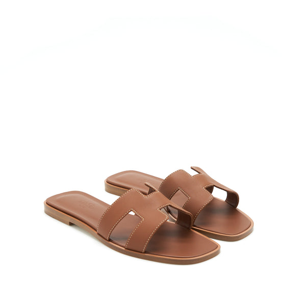 Hermes Size 38 Oran Sandal Box Gold