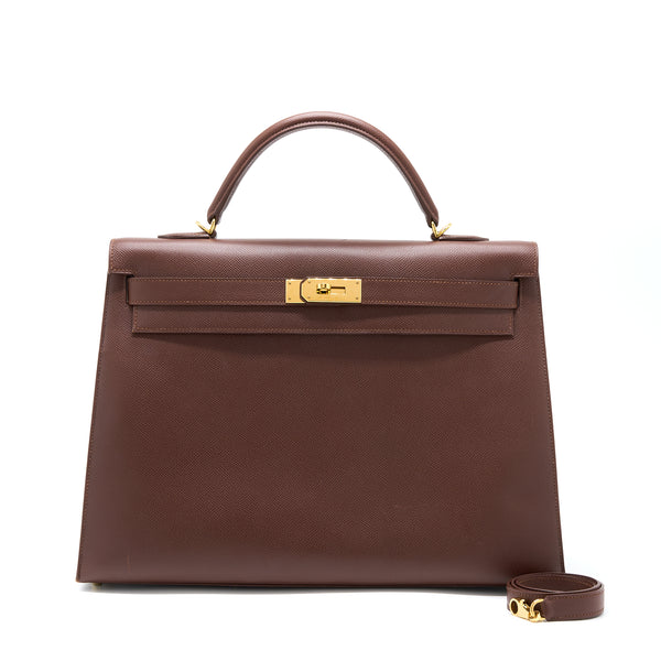 Hermes Kelly 40 Epsom chocolate GHW Stamp Square O
