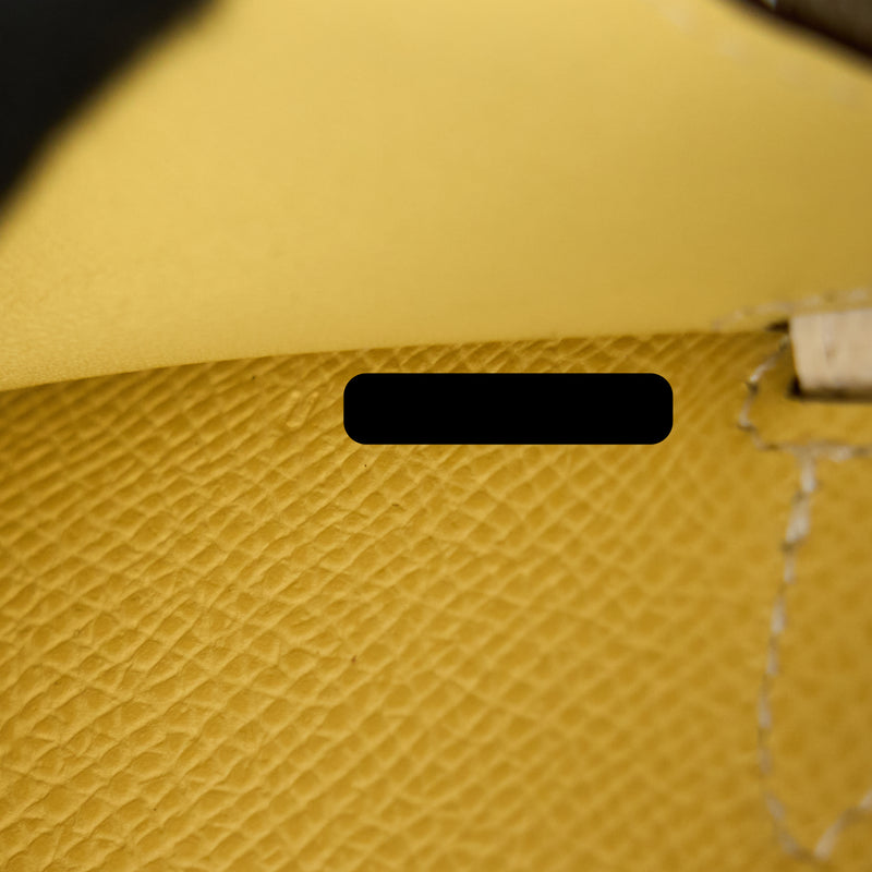 Hermes Kelly to Go Epsom Nata/Jaune Poussin SHW Stamp U