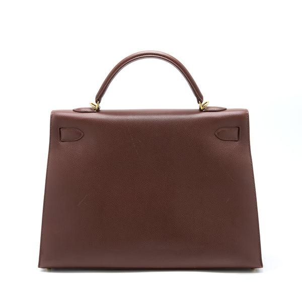 Hermes Kelly 40 Epsom chocolate GHW Stamp Square O