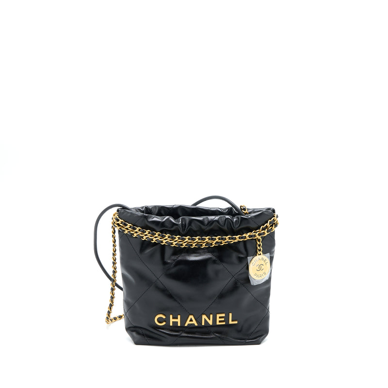 New!! Chanel bucket bag shiny caviar microchip