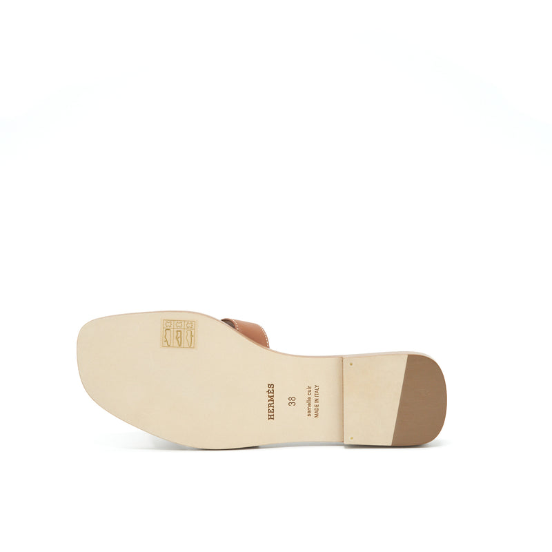 Hermes Size 38 Oran Sandal Box Gold