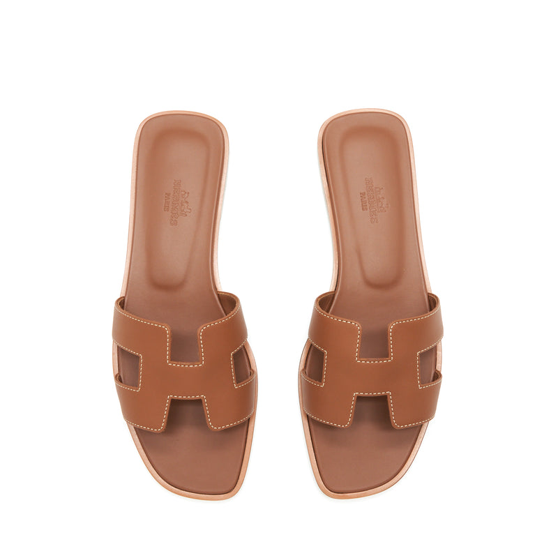 Hermes Size 38 Oran Sandal Box Gold