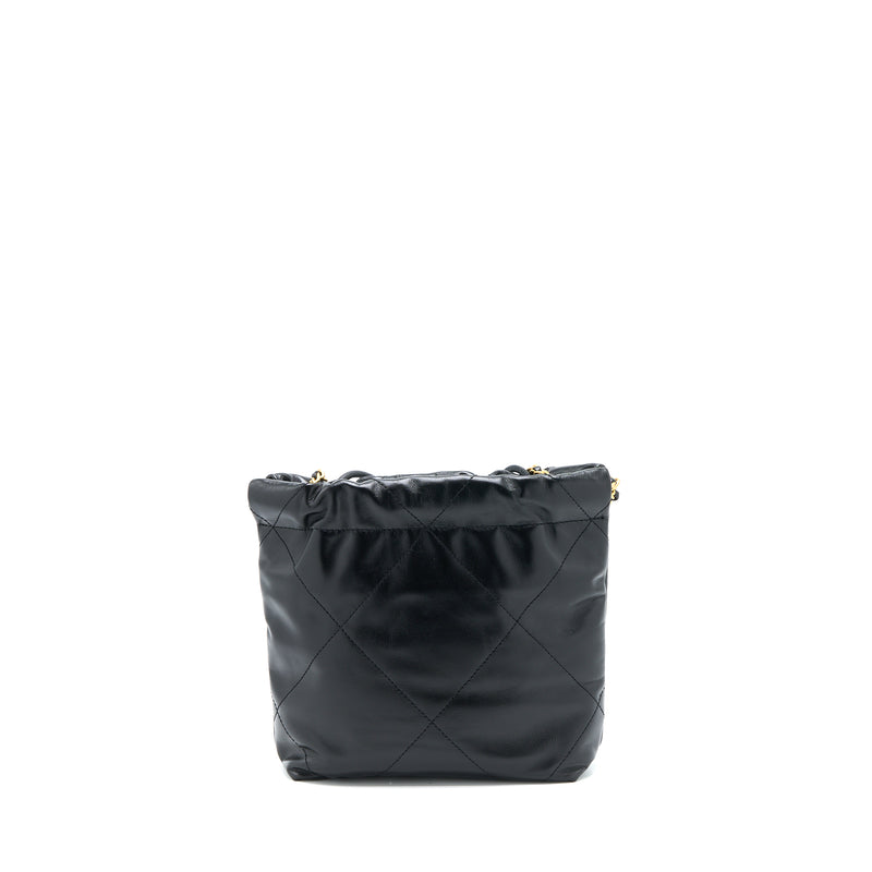 Chanel 23s Mini 22 Bag Shiny Calfskin Black Brushed GHW(Microchip)