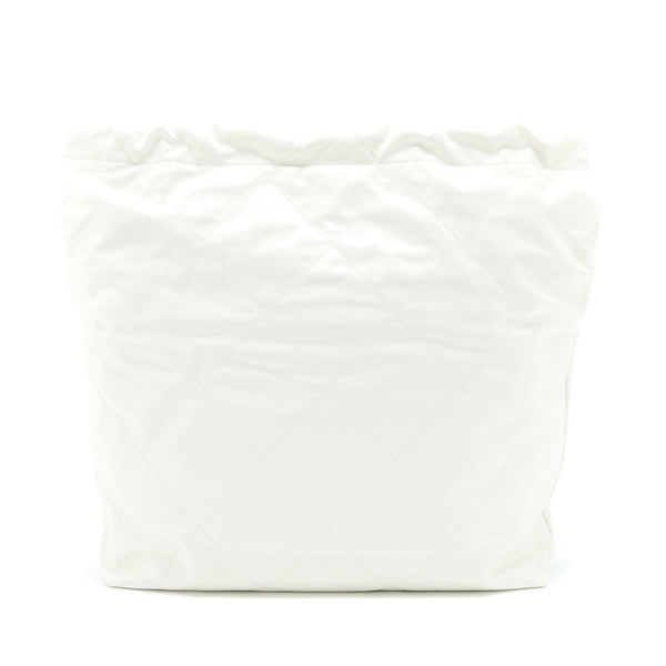 Chanel Large 22 Bag Calfskin White Brushed GHW (Microchip)