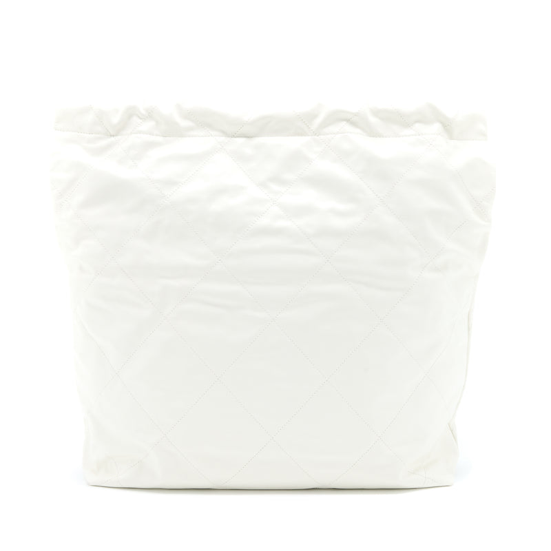 Chanel Large 22 Bag Calfskin White Brushed GHW (Microchip)