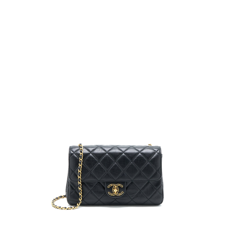Chanel CC Logo Flap Bag Lambskin Black Multicolour Hardware (Microchip)