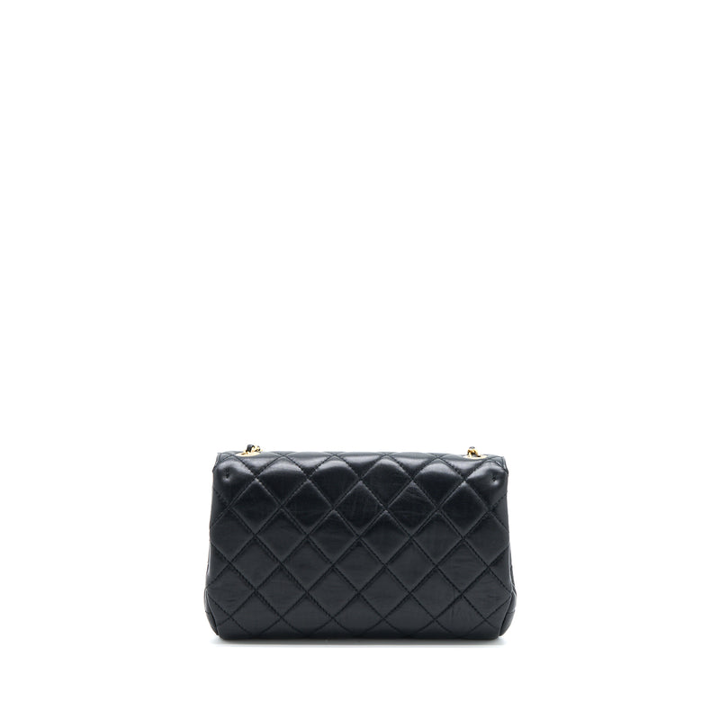 Chanel CC Logo Flap Bag Lambskin Black Multicolour Hardware (Microchip)