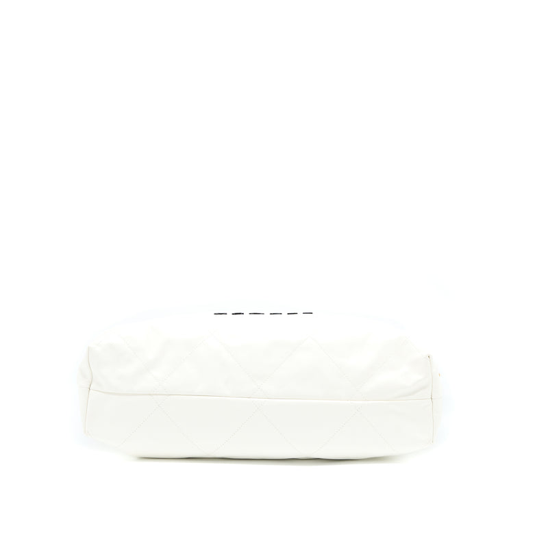 Chanel Large 22 Bag Calfskin White Brushed GHW (Microchip)