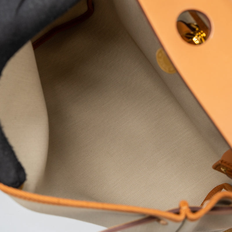 Hermes Herbag 31 Zip Bag Toile Militaries/Vache Hunter Beton/Nature GHW Stamp U
