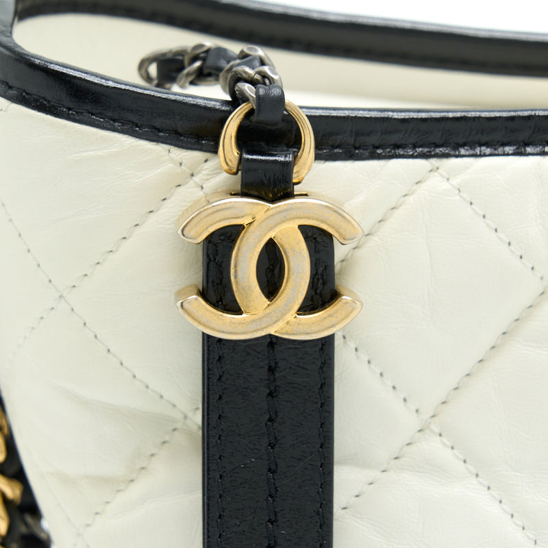 Chanel Large Gabrielle Hobo Bag White/Black Multicolour Hardware