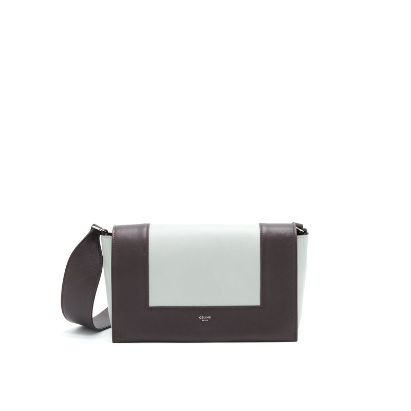 Celine Frame Shoulder Bag Grey Burgundy