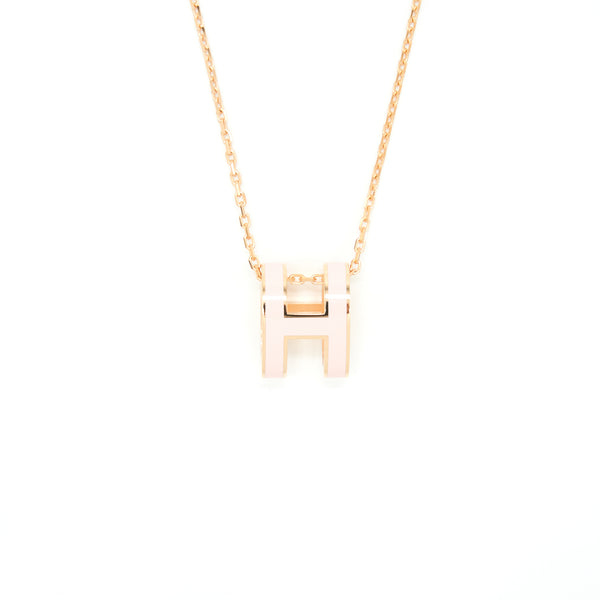 Hermes Pop H Pendant Rose Dragee RGHW