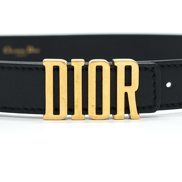 Dior size 70 D-fence Belt Black Smooth Calfskin 30mm