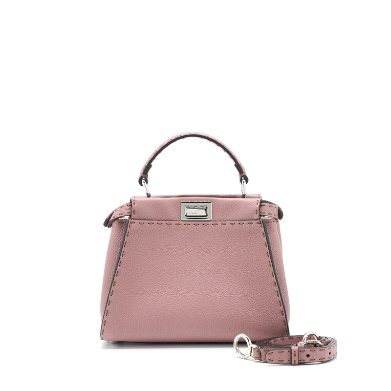 Fendi Mini Peekaboo Grained Calfskin Pink SHW