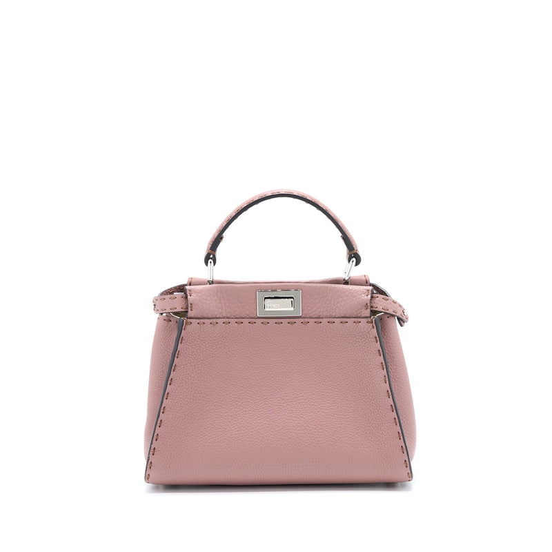 Fendi Mini Peekaboo Grained Calfskin Pink SHW