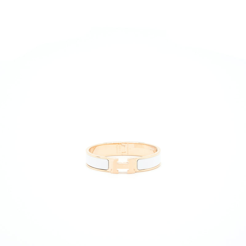 Hermes Size PM Clic H Bracelet Blanc RGHW