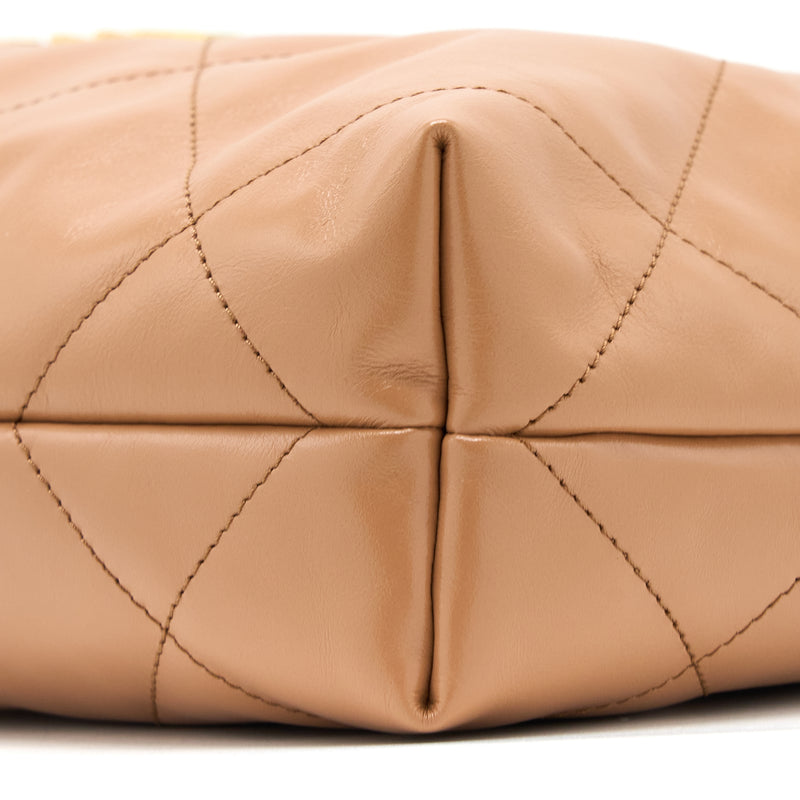 Chanel Small 22 Bag Shiny Calfskin Caramel GHW (Microchip)