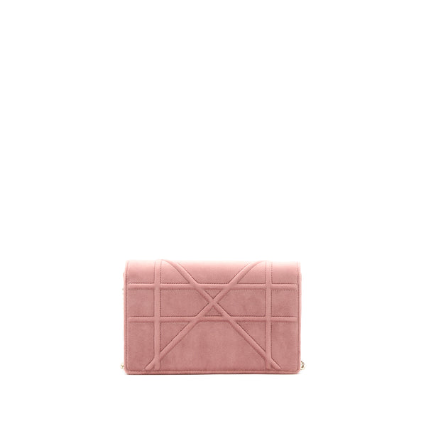 Dior Diorma Wallet On Chain Velvet Pink GHW
